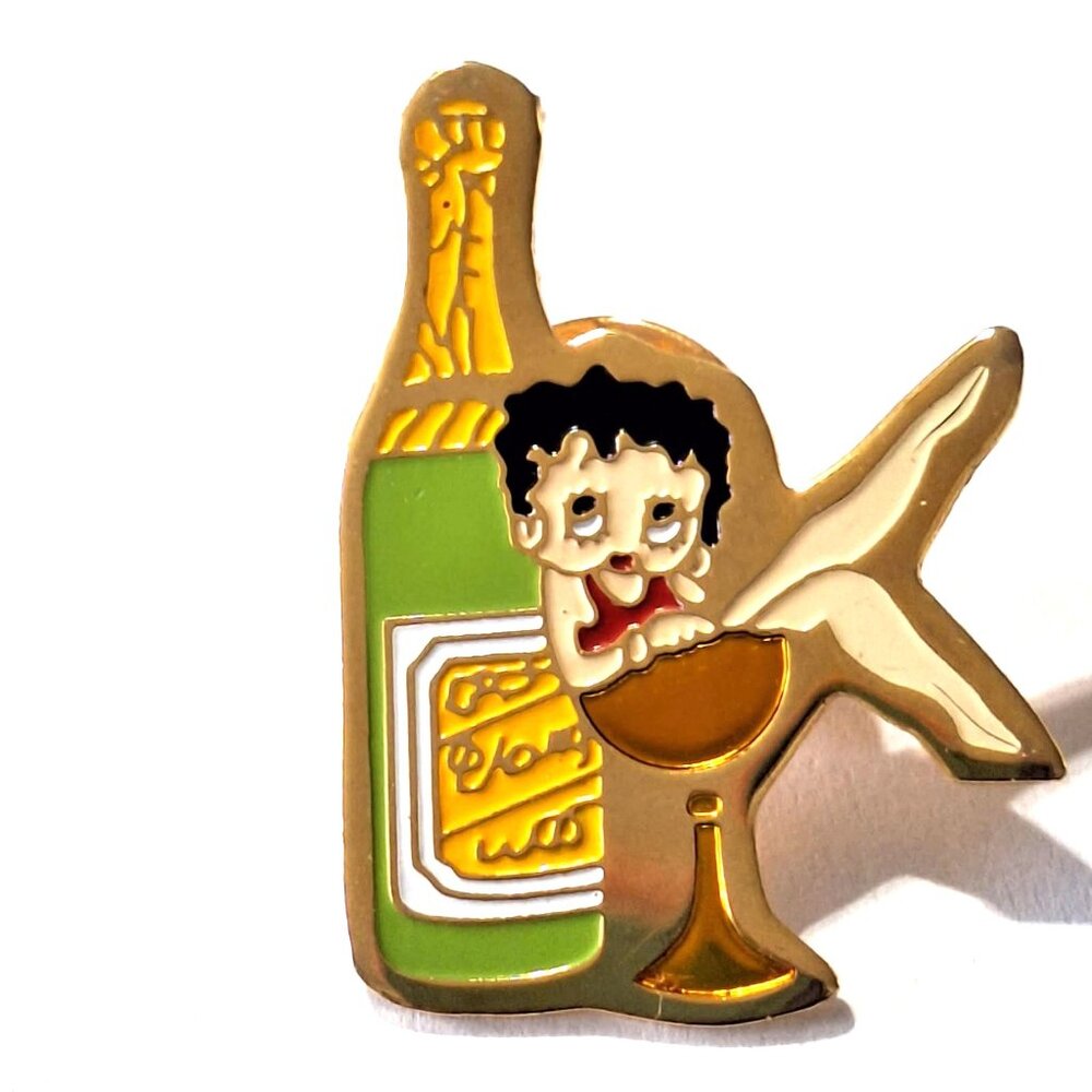 Vintage Betty Boop Champagne Glass & Bottle Pin